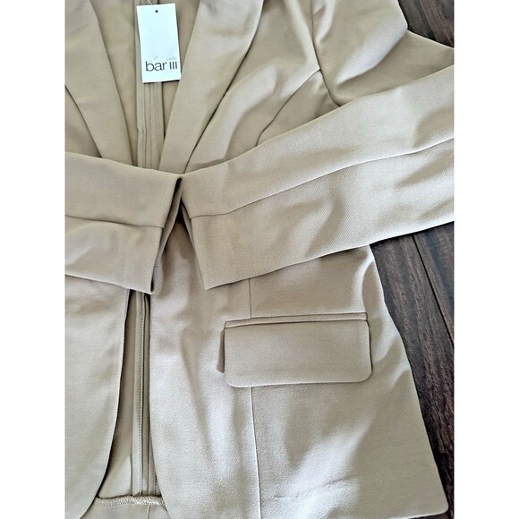 Bar III Women's Petite Peak-Lapel Open-Front Formal Casual Blazer Warm Ginger PM - Picture 7 of 10